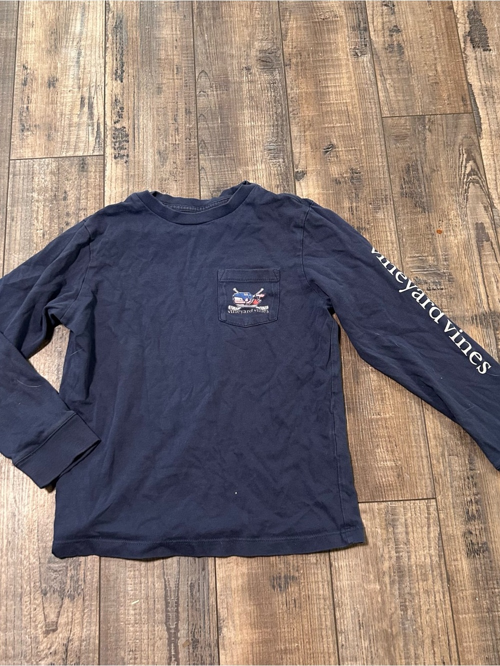 Vineyard Vines Shirt Youth Size 7 ‎ Long Sleeve Pocket Whale Ski Hockey